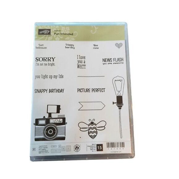 Stampin' Up! Stamp Set PUN INTENDED Set of 15 141804 Bee Camera Birthday - Picture 1 of 5